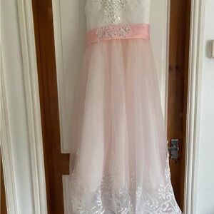 Elegant Pink and White Kids Dress